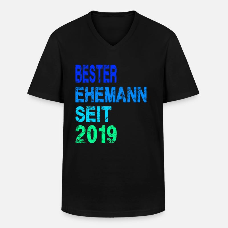 Bester Ehemann seit 2019 - Männer-T-Shirt mit V-Ausschnitt - Schwarz