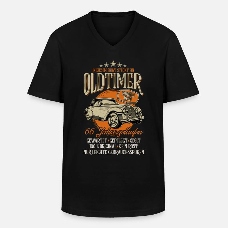66 Geburtstag Oldtimer 1956 retro 2022 - Männer-T-Shirt mit V-Ausschnitt - Schwarz
