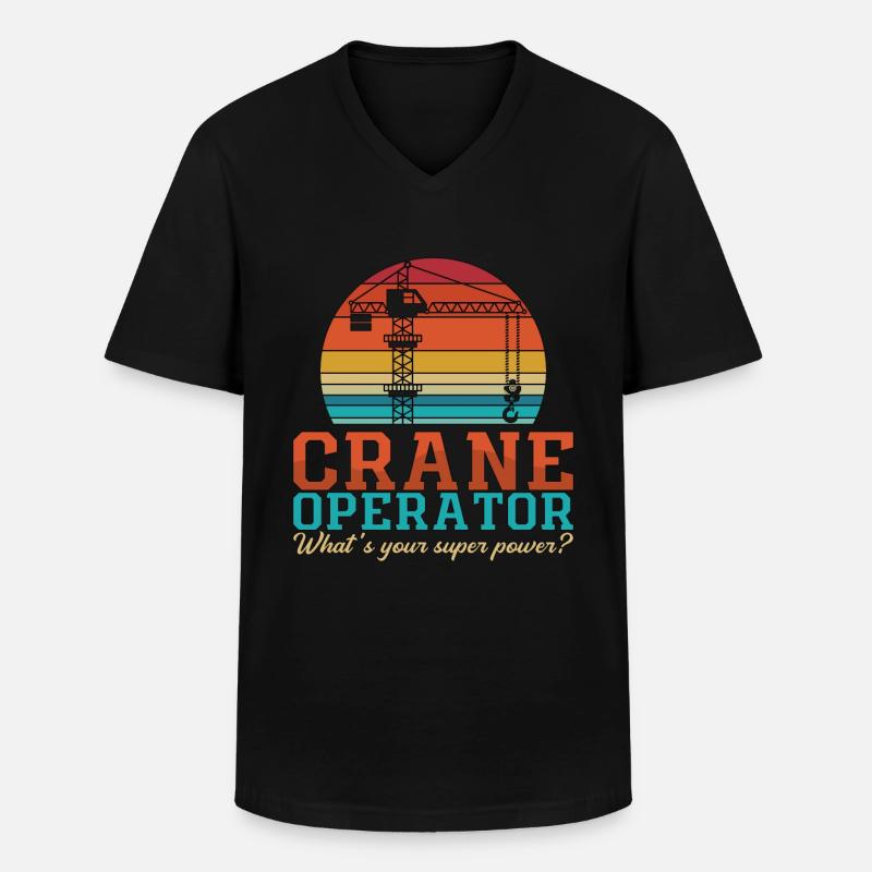 Kranführer Kranfahrer Bauarbeiter Kran Geschenk - Männer-T-Shirt mit V-Ausschnitt - Schwarz