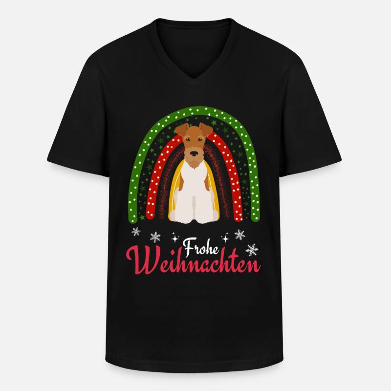Foxterrier Weihnachten - Männer-T-Shirt mit V-Ausschnitt - Schwarz