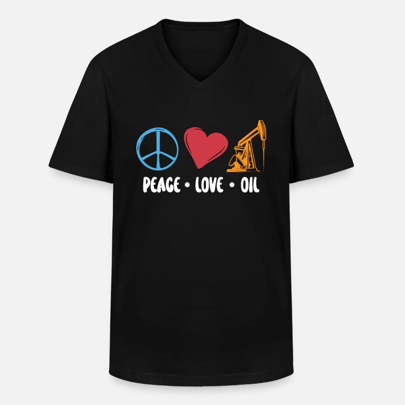 Ölfeldarbeiter Friedensliebung Öl Rig Arbeiter - Männer-T-Shirt mit V-Ausschnitt - Schwarz