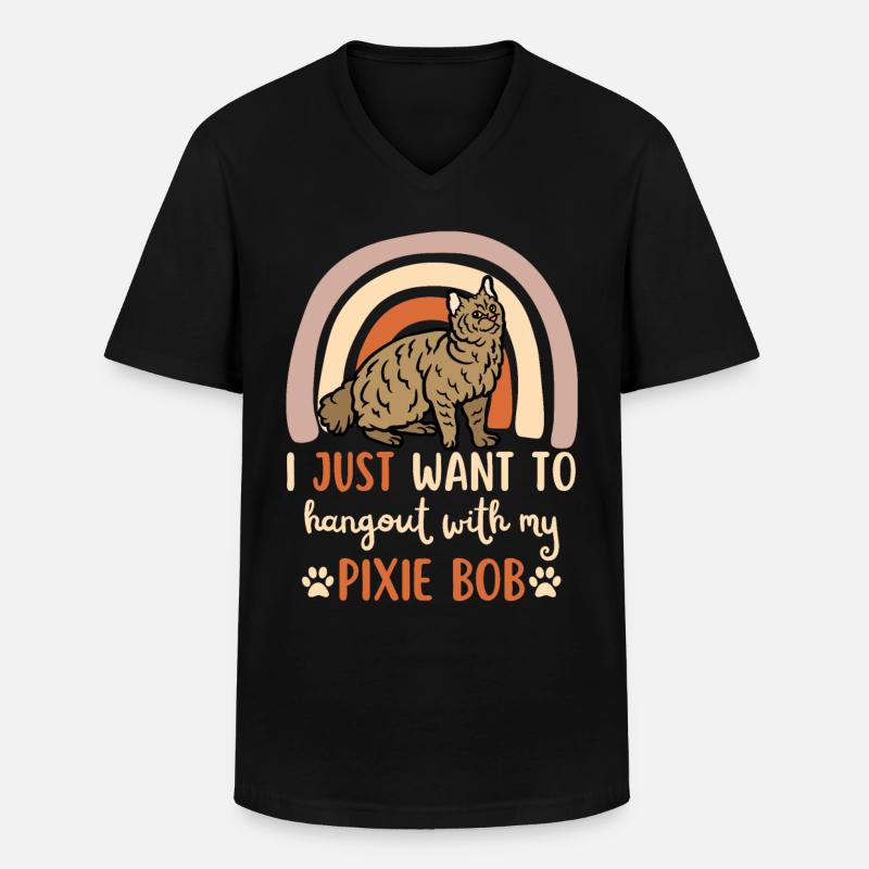 Süße Pixie Bob Katze - Männer-T-Shirt mit V-Ausschnitt - Schwarz