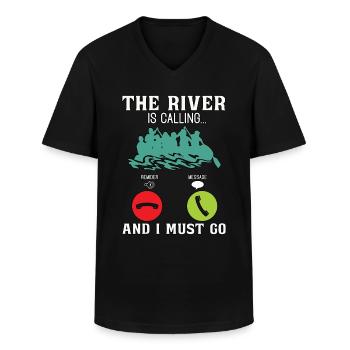 Rafting The River is Calling Paddling Canoe Paddle - Männer-T-Shirt mit V-Ausschnitt - Schwarz - Vorne - AI Model Male 178 dark (178cm)