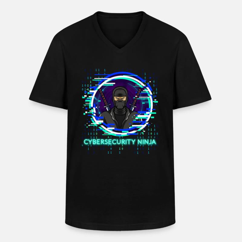 Cybersecurity Ninja Code Programmierer Nerd - Männer-T-Shirt mit V-Ausschnitt - Schwarz