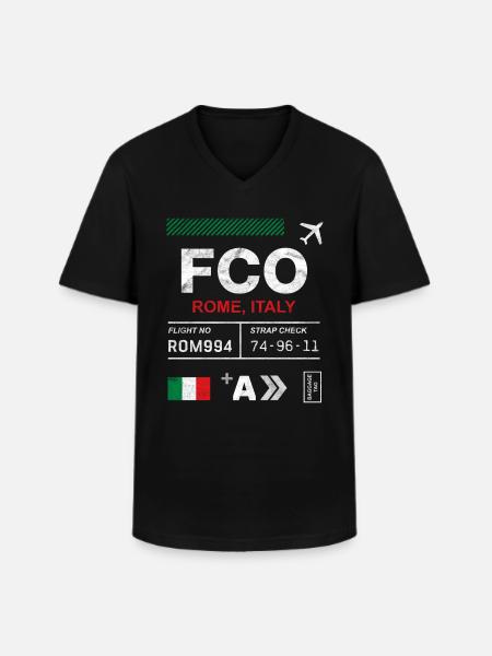 Étiquette d’aéroport de Rome - T-shirt col V Homme - noir