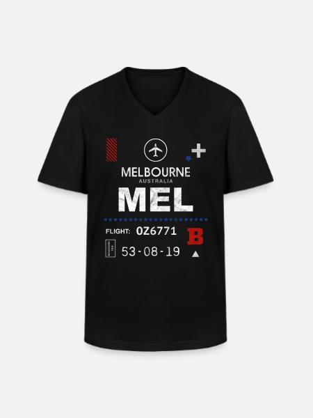 Étiquette d’aéroport de Melbourne - T-shirt col V Homme - noir