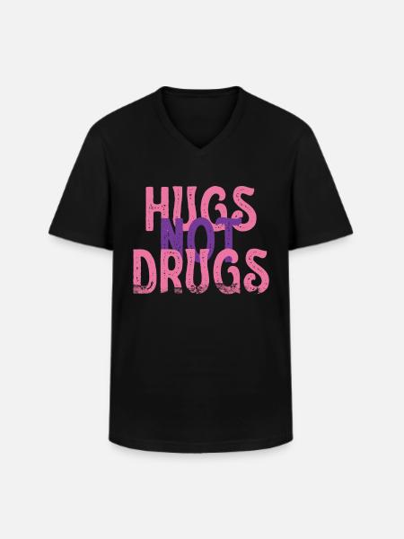Hugs instead of drugs - Men's V-Neck T-Shirt - black