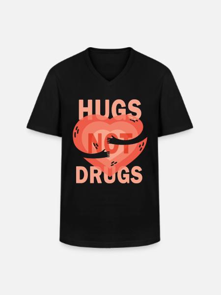 Hugs instead of drugs - Men's V-Neck T-Shirt - black