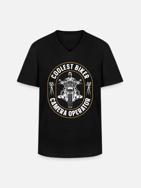 Caméraman Coolest Biker Camera Maker - T-shirt col V Homme - noir