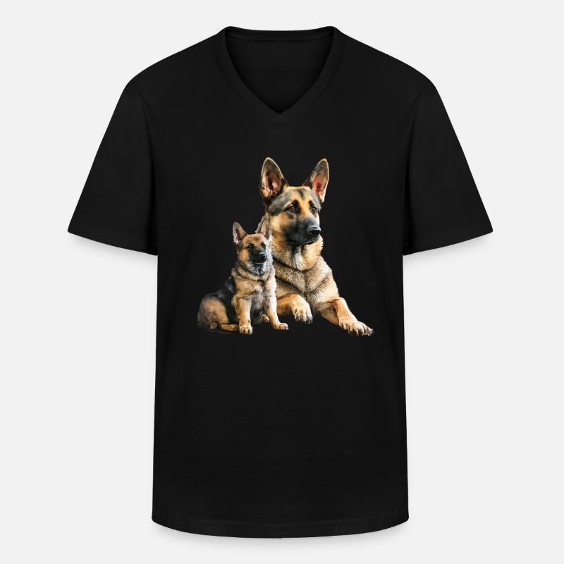 Deutscher Schäferhund Hund Hunderasse - Männer-T-Shirt mit V-Ausschnitt - Schwarz