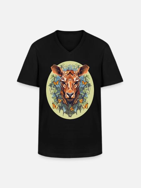 Polygon Art Deer Boho - Men's V-Neck T-Shirt - black