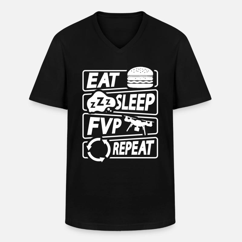 Drone Racing Eat Sleep Fpv Repeat Race Multicopter - Maglietta da uomo classica con scollo a V - nero
