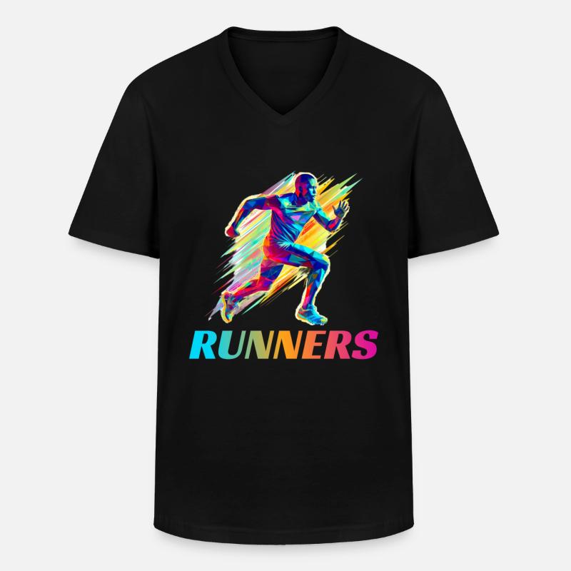 Dynamische Läufer Lauf Wettkampf - Männer-T-Shirt mit V-Ausschnitt - Schwarz