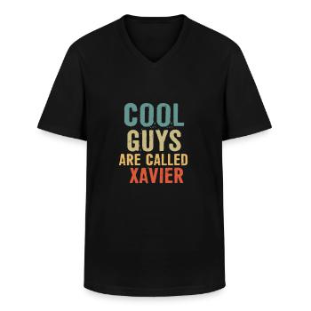Les mecs cool s’appellent xavier - T-shirt col V Homme - noir - Devant - AI Model Male 178 dark (178cm)