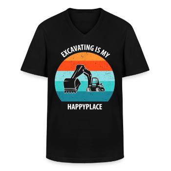 Excavatrice Excavatrice Conducteur Excavatrice Camion - T-shirt col V Homme - noir - Devant - AI Model Male 178 dark (178cm)