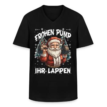Bodybuilding Santa Claus Power Lifting Bodybuilder - Männer-T-Shirt mit V-Ausschnitt - Schwarz - Vorne - AI Model Male 178 dark (178cm)