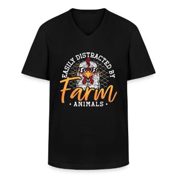 Poultry Farmer Easily Distracted By Chicken Coop - Men's V-Neck T-Shirt - black - Front - AI Model Male 178 dark (178cm)