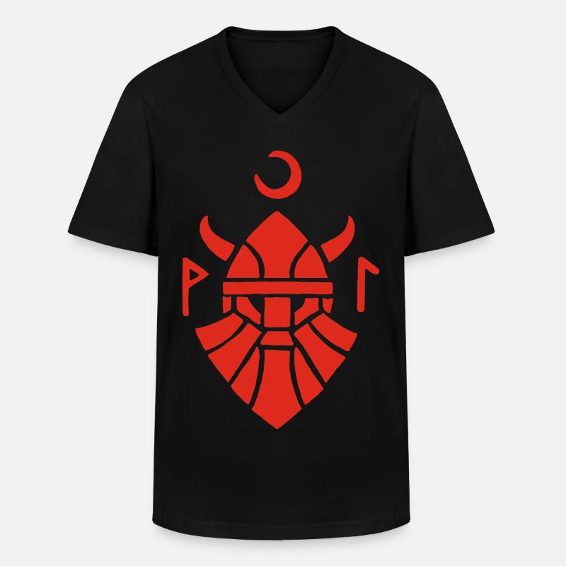 Rotes Wikinger-Krieger-Symbol - Männer-T-Shirt mit V-Ausschnitt - Schwarz
