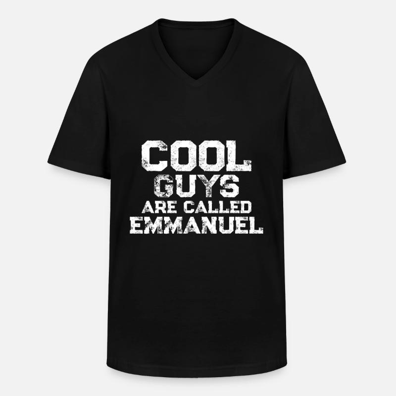 Cool guys are called Emmanuel - Männer-T-Shirt mit V-Ausschnitt - Schwarz