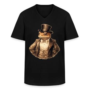 Frog Steampunk - Men's V-Neck T-Shirt - black - Front - AI Model Male 178 dark (178cm)