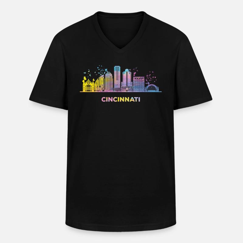 Cincinnatian Skyline Cincinnati - Männer-T-Shirt mit V-Ausschnitt - Schwarz