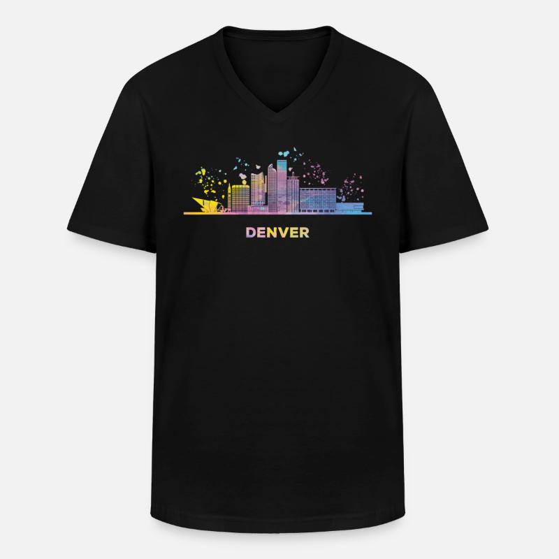 Denverites Skyline Denver - Männer-T-Shirt mit V-Ausschnitt - Schwarz
