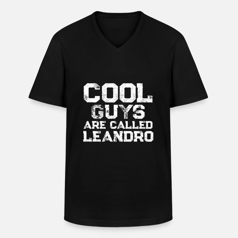 Cool guys are called Leandro - Männer-T-Shirt mit V-Ausschnitt - Schwarz