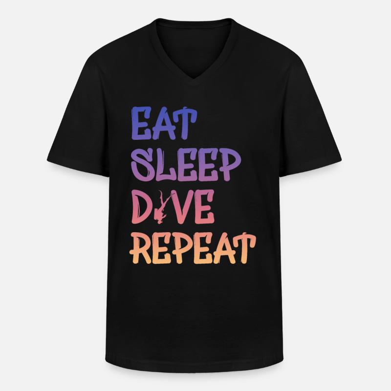 eat sleep dive repeat - Männer-T-Shirt mit V-Ausschnitt - Schwarz