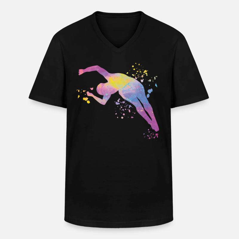 Turmspringen Synchronspringen Kunstspringen - Männer-T-Shirt mit V-Ausschnitt - Schwarz