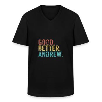 Good better Andrew - Men's V-Neck T-Shirt - black - Front - AI Model Male 178 dark (178cm)