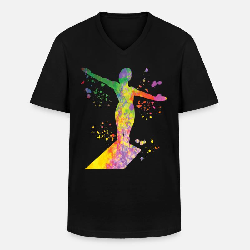 Turmspringen Kunstspringen Synchronspringen - Männer-T-Shirt mit V-Ausschnitt - Schwarz