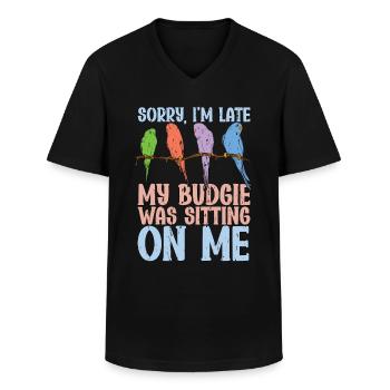 Perruche désolée je suis en retard ma perruche était un oiseau coloré - T-shirt col V Homme - noir - Devant - AI Model Male 178 dark (178cm)
