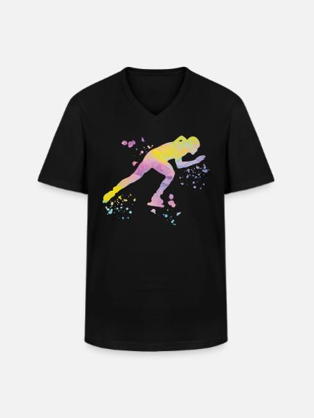 Speed skater Sportswoman Speed Skating - Men's V-Neck T-Shirt - black