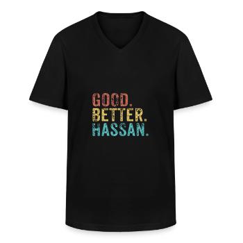 Good better Hassan - Men's V-Neck T-Shirt - black - Front - AI Model Male 178 dark (178cm)