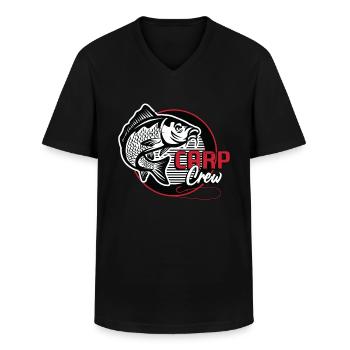 Pêche à la carpe Carpe Crew Tournoi de pêche Amateur - T-shirt col V Homme - noir - Devant - AI Model Male 178 dark (178cm)