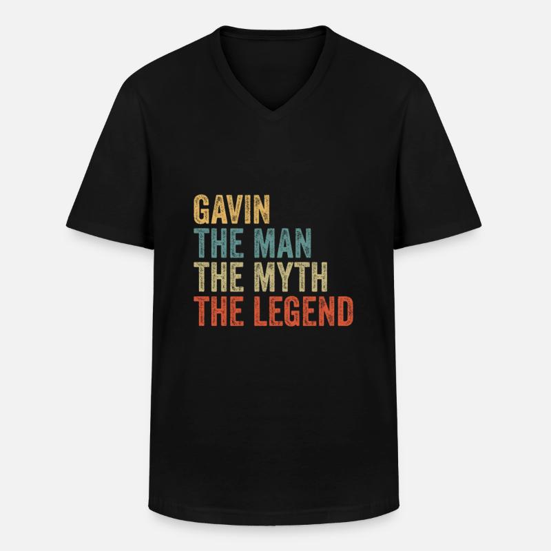Gavin the man the myth - Männer-T-Shirt mit V-Ausschnitt - Schwarz