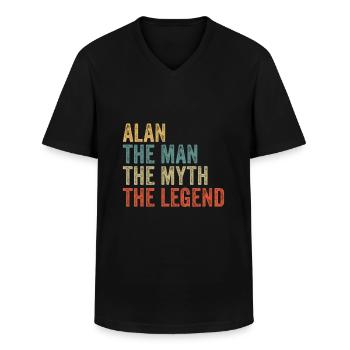 Alan the man the myth - Männer-T-Shirt mit V-Ausschnitt - Schwarz - Vorne - AI Model Male 178 dark (178cm)