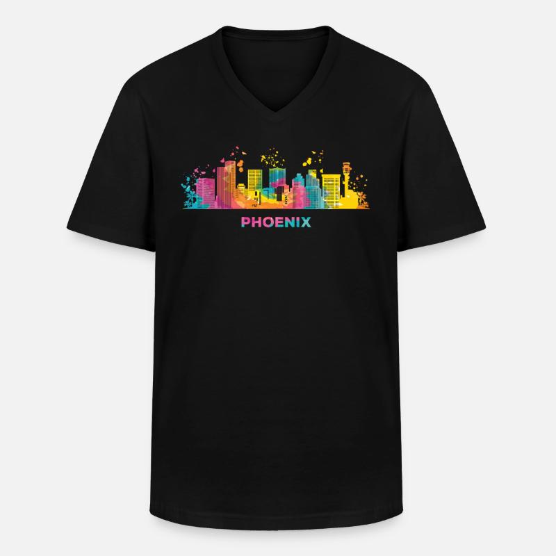 Phoenicians Skyline Phoenix - Männer-T-Shirt mit V-Ausschnitt - Schwarz
