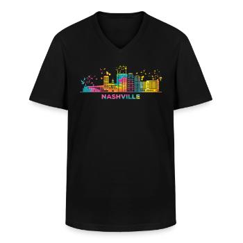 Nashvillian Skyline Nashville - Männer-T-Shirt mit V-Ausschnitt - Schwarz - Vorne - AI Model Male 178 dark (178cm)