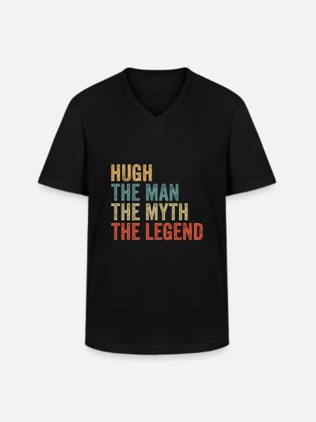 Hugh the man the myth - Men's V-Neck T-Shirt - black