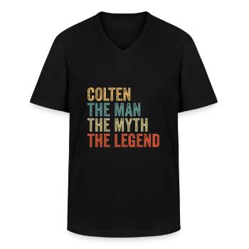 Colten the man the myth - Männer-T-Shirt mit V-Ausschnitt - Schwarz - Vorne - AI Model Male 178 dark (178cm)