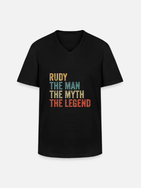 Rudy the man the myth - Men's V-Neck T-Shirt - black