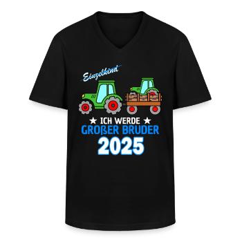 Ich Werde Großer Bruder 2025 - Geburt Sohn Traktor - Männer-T-Shirt mit V-Ausschnitt - Schwarz - Vorne - AI Model Male 178 dark (178cm)