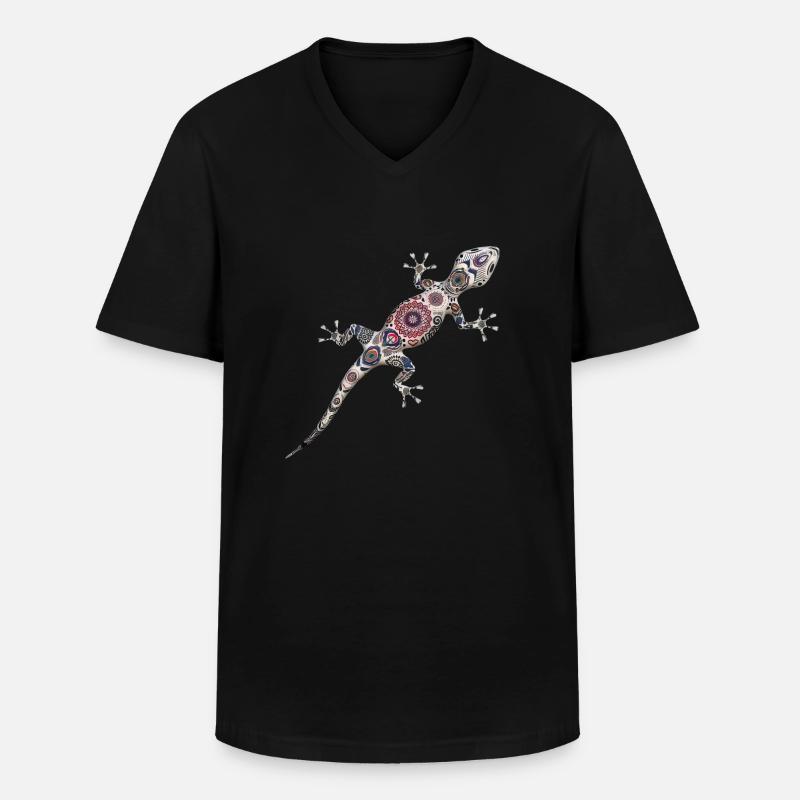 Lizard with pattern - Men's V-Neck T-Shirt - black