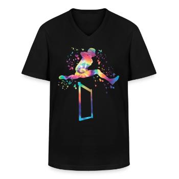 Hürdenlauf Hindernislauf Kinder Hürdenlauf - Männer-T-Shirt mit V-Ausschnitt - Schwarz - Vorne - AI Model Male 178 dark (178cm)