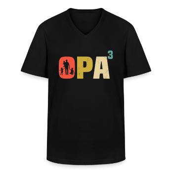 Opa hoch 3 dreifacher Opa werdender Opa Enkel - Männer-T-Shirt mit V-Ausschnitt - Schwarz - Vorne - AI Model Male 178 dark (178cm)