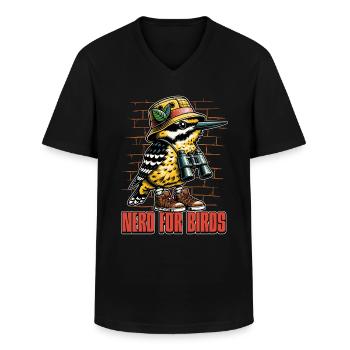 Ornitologi Nørd For Fugle Zoolog Ornitolog - Klassisk herre T-shirt med V-udskæring - sort - Foran - AI Model Male 178 dark (178cm)