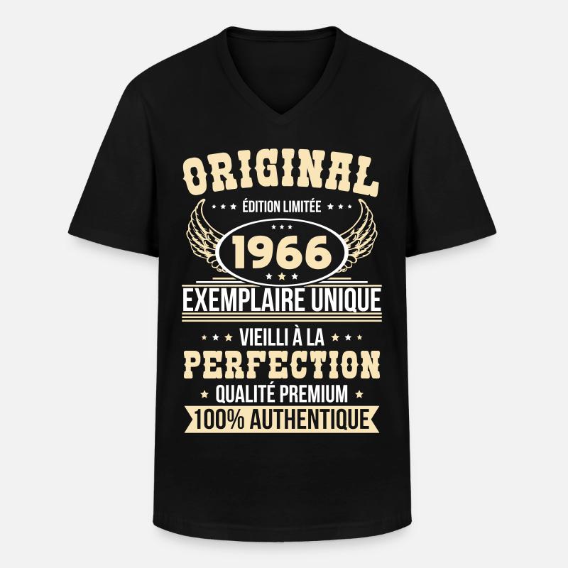 1966 – Einzigartiges Beispiel – Premiumqualität - Männer-T-Shirt mit V-Ausschnitt - Schwarz