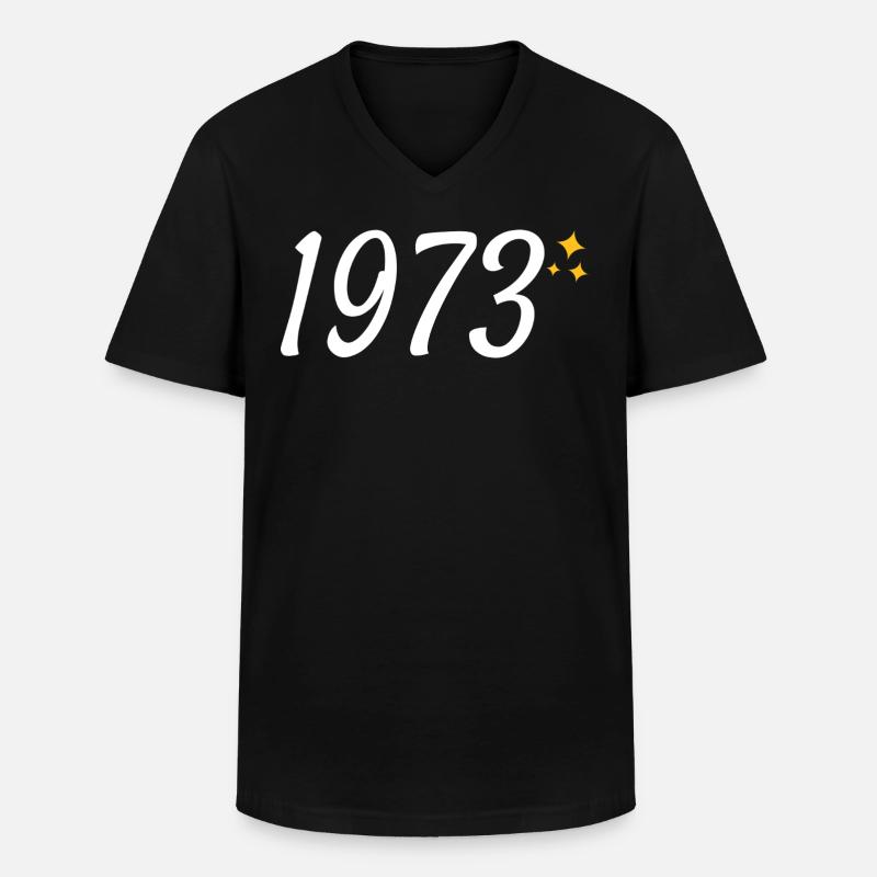 1973 - Männer-T-Shirt mit V-Ausschnitt - Schwarz