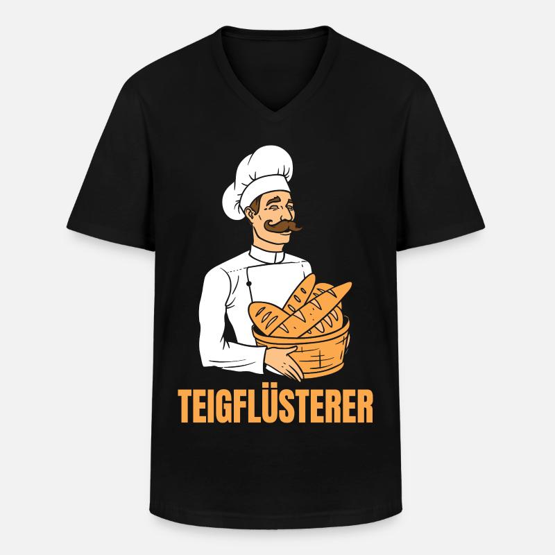 Bäcker Brotkorb Bäckermütze Teigflüsterer - Männer-T-Shirt mit V-Ausschnitt - Schwarz